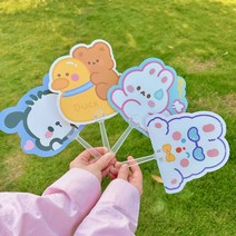 CLOUD 깜찍한 미니 캐릭터 여름용 손부채, 리본 토끼, 1개