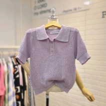 [대구백화점SG] PPA23T1250_사슬 뜨개 카라 니트 티셔츠