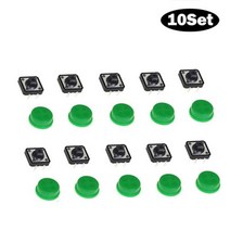 택타일 촉각 푸시 버튼 스위치 순간 121273MM 마이크로 5 색 택트 캡 DIY 키트용, 없음, Green 10 Set
