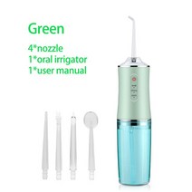 워터픽구강세정기 전문 구강 세정기 치아 치석 제거기 전기 치과 Mornwell 제트 치, 1.Green 4 head