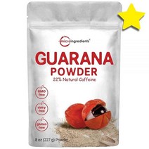 과라나 Guarana 파우더 가루 분말 226.8g 8온스 1회 1000mg 220mg 카페인 에너자이저 브라질 허브 추출물 생 벌크 슈퍼푸드 커피 대용 비건