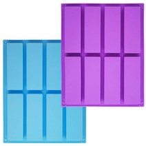 Sonku 8 캐비티 대형 직사각형 실리콘 몰드 2 피스 에너지 바 메이커 베이킹 팬 초콜릿 트러플 머핀 브레드 브라우니 콘브레드 치즈 케이크 푸딩 케이크-블루 퍼플13576