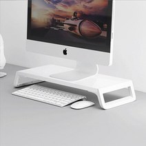 에이원스토어 높은 모니터 받침대 일체형 노트북 키보드수납 거치대, 화이트+화이트