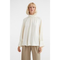 H&M 벌룬 슬리브 새틴 블라우스 크림색 1106626001