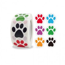 6색 강아지 발자국 스티커[608] 대용량 500pcs 다꾸스티커 답례품, 단품, 색상:[색상]본상품