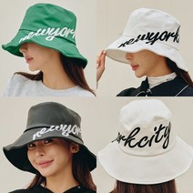 제이투제이 FW여성골프모자 사이드레터링 골프버킷햇 국내생산, 레더원단, 화이트