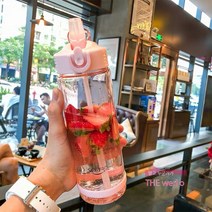 MEIISEO사무실 플라스틱 물병 대용량 빨대컵 물컵+빨대, Pink_700ML 7x23.5cm