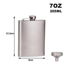 휴대용 위스키 biubiutua 4 5 7 8 9 10 12oz 스테인레스 스틸 미니 힙 플라스크 주류 위스키 야외 휴대용 포켓 플라스크 알코올 선물 플라스크, [05] 7oz Silver