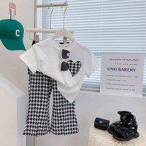 아짱 키즈여아 체크패턴하트상하세트(여름신상여아상하세트)