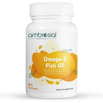 미국직구 앰브로시얼 오메가 3 피쉬오일 1000mg 오메가 3 지방산 캡슐 180mg EPA 120mg DHA - 60 소프트겔 오메가 3 피쉬오일 여성 및 남성용 서플먼트, 수량, 상세참조