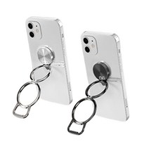 다연경 핸드폰 거치대 스마트 링 2개 그립 톡 핑거 다용도 손잡이 고리, 실버+블랙