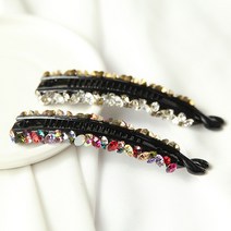 미스21 달콤사탕 스와로브스키 양면 바나나핀 헤어핀 머리핀 2개 세트 (hp387)