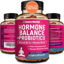 여성 갱년기영양제 여성을 위한 호르몬 균형 프로바이오틱스3450mg 폐경기 체중 복부팽만감 안면 홍조 PMS 관리를 천연 완화제 41 체이스트베리 동퀘이 블랙 코호시 마카 120