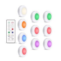 16color 디 밍이 가능한 led 캐비닛 조명 원격 제어 무선 터치 센서 led 퍽 조명 주방 복도 옷장 캐비닛 장식, 10 램프 1 컨트롤러, RGB 16색