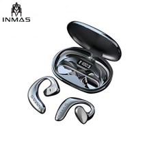 INMAS 용 샤오미 TWS 공기 전도 블루투스 5.1 이어폰 스포츠 방수 무선 헤드폰 HiFi 스테레오, 01 Black