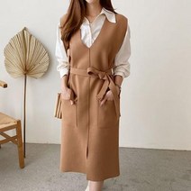 바보사랑 여자 가을 브이넥 로브 울소재 롱 원피스.옷자락(무료배송)