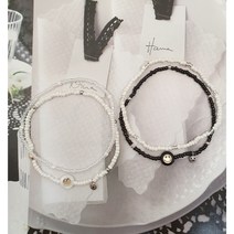 *Hand made* Black & white 비즈 팔찌 1+1 세트