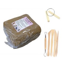 찰흙 10kg+도구5종+흙자름줄/조소 점토 옹기토 도예용, 1세트, 찰흙10kg+나무헤라5본조+흙자름줄