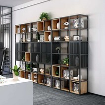 유럽 철제 가벽 파티션 카페 셀프인테리어 칸막이 만들기 사무실 책장 원목 수납장, 모델 B 90x25x210CM