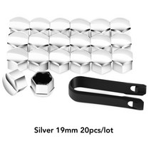 자동차 휠 너트 20Pcs 17mm/19mm 자동차 휠 너트 캡 아우디 a6 b7 시트로엥 스코다 옥타비아 테슬라 모델 S, 06 19mm Silver