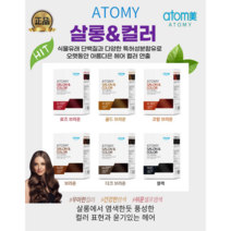 (애터미) 정품 멋내기 새치 겸용 염색약 천연단백질특허성부함유 애터미살롱앤컬러, 브라운, 2개