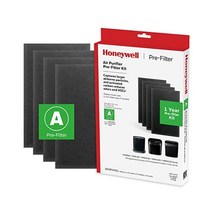 Honeywell HRF-A100 공기청정기 사전 키트 필터 4팩 - 먼지 VOC 애완동물 주방 및 산불/연기 냄새를 대상으로 하는 알레르겐 공기 필터