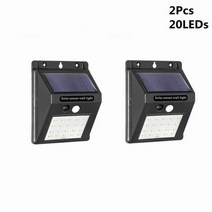 LED 정원 태양광 야외등 PIR 동작 감지 센서등 가로등 정원 장식 벽 램프, 2Pcs 20Leds 옵션