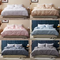 [바운티풀] 특급호텔침구 60수 사틴면 100% 300T 이불베개커버세트, 스카이블루