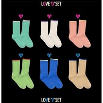 요이삭스 LOVE 러브 V & O 세트 유아동 주니어 초등학생 골지 양말 미끄럼방지 선물