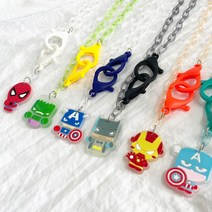 야광 마블 어벤져스 마스크줄 아이언맨 스파이더맨 캐릭터 마스크스트랩 마스크 목걸이 qr+7490eA