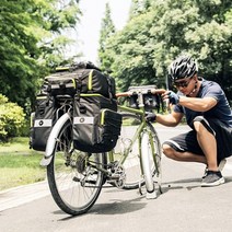 자전거 대용량 여행 가방 안장 여행 짐받이 가방 라이딩가방 짐받이 투어 방수 가방 175L, 그린3in1