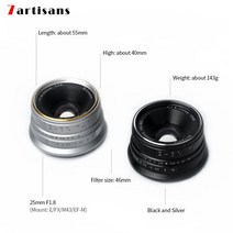 캠코더렌즈 카메라렌즈 7artisans 25mm F1.8 프라임 렌즈 소니 E 마운트/후지 필름/캐논 EOS-M Mout 마이크, 02 silver_02 소니