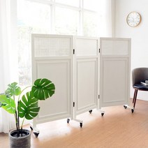 공간분리 가벽 가림막 칸막이 패널 이동형 3단 파티션 카페 병원 학원 사무실, 화이트