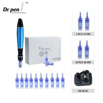 Dr Pen Ultima A1 무선 마이크로니들링 펜 12 개 카트리지 키트 더마 자동 마이크로 니들 메조테라피 스킨, 10 UK-10PCS 36 Pin, UK-10PCS 36 Pin_CHINA