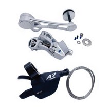 Brompton 브롬톤 외장5단 외장7단 p라인 드레일러 변속기 레버 텐셔너 세트, 실버 블랙