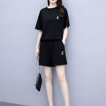 스타일아유 반팔 반바지 여자 트레이닝 세트 여유핏 여름 홈웨어 캠핑룩 운동복 추리닝 편안한 데일리룩 홈웨어
