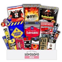 핀란드어 Salmiakki 및 감초 세트 SÖPÖSÖPÖ BOX 다양한 팩 케어 패키지 간식 선물 바구니 상자 성인 손자 남자 여자 남자친구 사탕 생일 쿠키 칩 10대 믹스