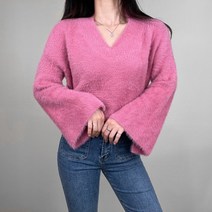 앙고라 나팔소매 브이라인 브이넥 앙고라니트 여리여리 보송 소프트 니트 브이니트 브이넥니트