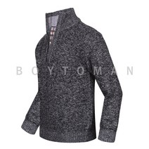 XN05 남성 겨울 보카시패턴 니트 기모안감 반집업 스웨터 골프웨어 남자