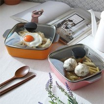 귀엽고 독특한 디자인의 파스텔컬러 세라믹 사각냄비 전골용 찌개용냄비 오뎅탕냄비, 1. 소형 냄비 (20x16.5x5.5cm), 2. 핑크