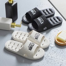 숄뱅 심플 스마일 레터링 욕실화 아이보리 2종 세트, 블랙_M, 아이보리_M