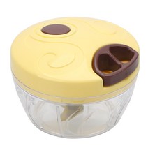 HOOMIN 마늘 양파 슬라이서 커터 Mincer 슬라이서 슈레더 과일 야채 샐러드 메이커 수동 로프 푸드 프로세서 핸드 쵸퍼, 노란색