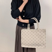 자가드 캔버스 모노그램 패브릭 가벼운 스퀘어 각진 토트백 텀블러백