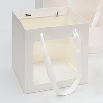 윈도우 쇼핑백 리유저블 백 화분 포장 종이 도매 도시락 PVC 다회용백 꽃다발 바닥넓은 정사각형 초밥 졸업 꽃집 특대형 케이크 선물용 가방 옷가게 봉투 투명창 손잡이 튼튼한 무지