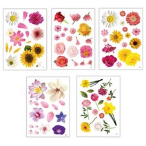 꽃 꾸미기 스티커 5매 꽃장식 코스모스 연꽃 북아트 프리지아 무궁화 국화