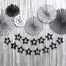 (주)파티해 생일파티 장식용품1 A B - 홈파티세트 가랜드 장식세트, A30_스타생일파티장식세트-샤인블랙