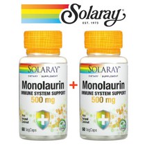 (1+1) 솔라레이 모노라우린 모노로린 Monolaurin 라우르산 코코넛 오일 추출 500mg 60 베지캡슐 2팩
