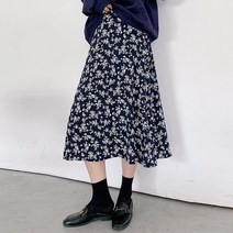 아이엠몽 여성 플라워 꽃 패턴 A라인 롱 스커트 뒷밴딩 긴치마 플롱트