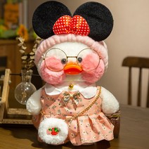 PKTOYS 나는예쁘다 캐릭터 깜짝 오리 인형 큐티 하트빵빵덕오리 인형, 미키 헤어 벨트 크러쉬 플라워 스커트 백 밴드 바지, 30cm