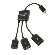 3in1 micro usbtype c to 2 otg 3 포트 허브 케이블 스플리터 micro-usb type-c 어댑터 변환기 태블릿 안드로이드 마우스 키보드, 1 개 블랙, [01] 01